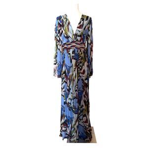 NWT! Emilio Pucci Vintage Silk Sequin Iride Pattern Blue Dress Gown RARE -42/US8